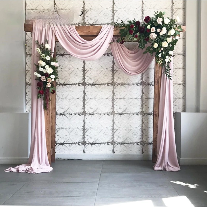 Chiffon Arch Drapery Panel Ceremony Wedding Backdrop Curtain Outdoor Draping Voile Arbor Fabric Event Party Curtains Decoration