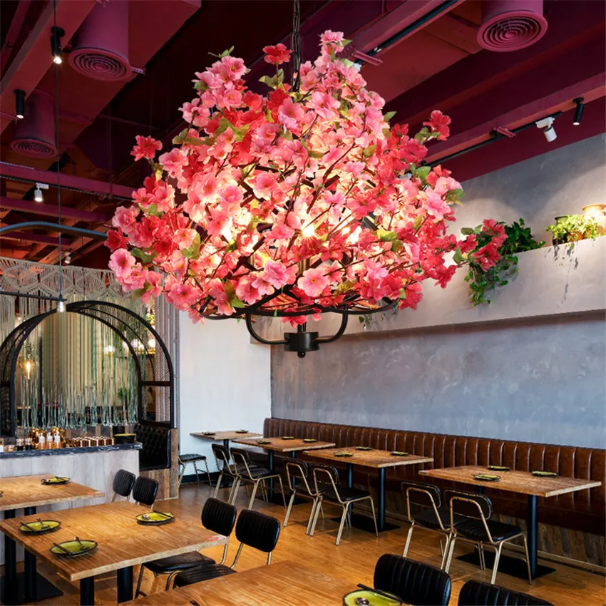 Modern Music Pub Pendant Lights dining bar Cherry Blossom bar shop milk tea shop lluminaire suspension Plant Hanglamp