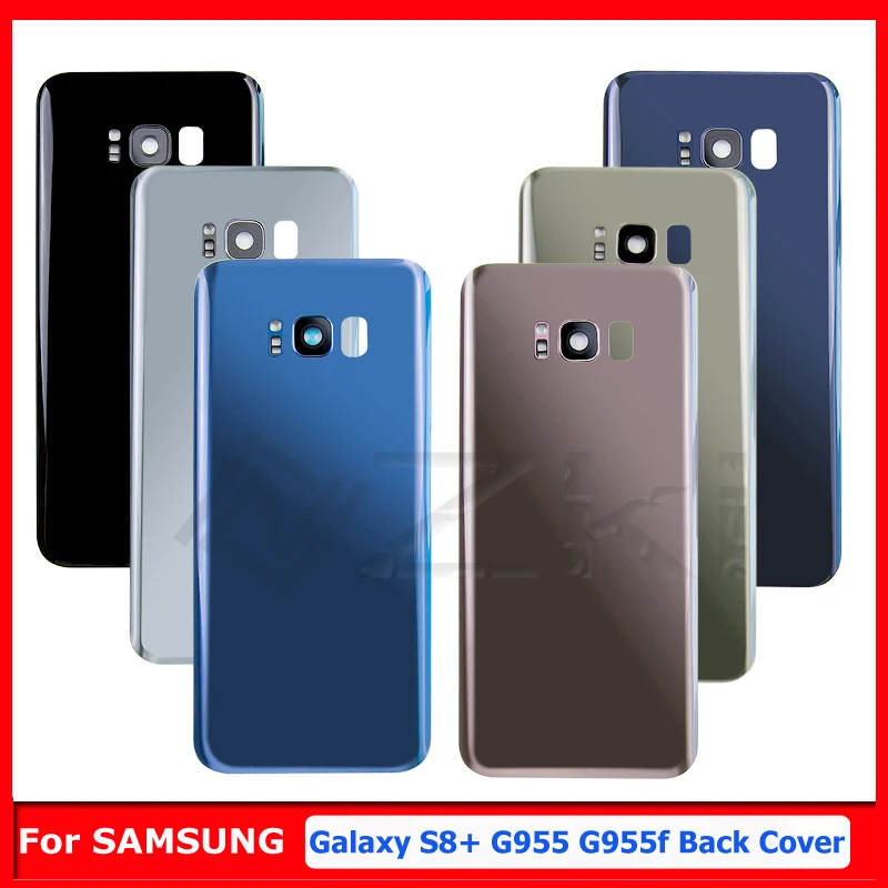 Glass Back Cover Replacement for Samsung Galaxy S8+ Plus G955 With Pre-Installed Camera Lens S8 G950 Rear Rear Housing Case