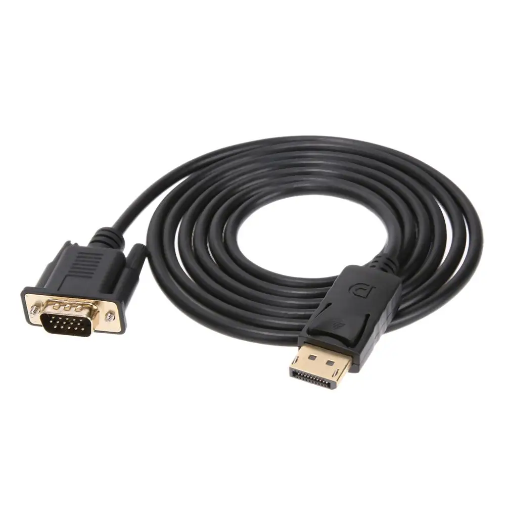 DisplayPort Port wyświetlacza DP do VGA 1080p kabel Adapter 1.8m z męskiego na męskie konwerter do laptopa komputer stancjonarny Monitor HDTV