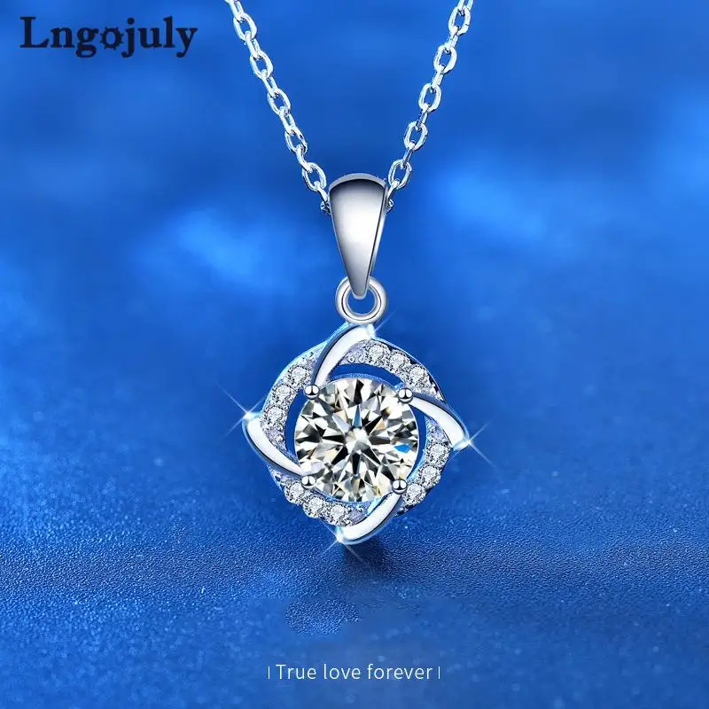 

925 Sterling Silver Moissanite Windmill Pendant Necklaces For Women Bride Romantic Wedding Party Solid Silver 925 Jewelry Gifts