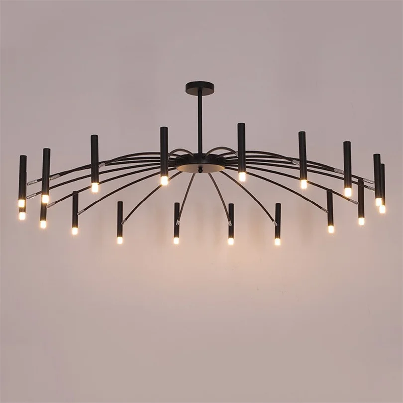 

Designer Black Chandelier Modern Lighting Simple Iron Home Deco Lustre Suspension Living Room Bedroom Dining Room Light Fixtures