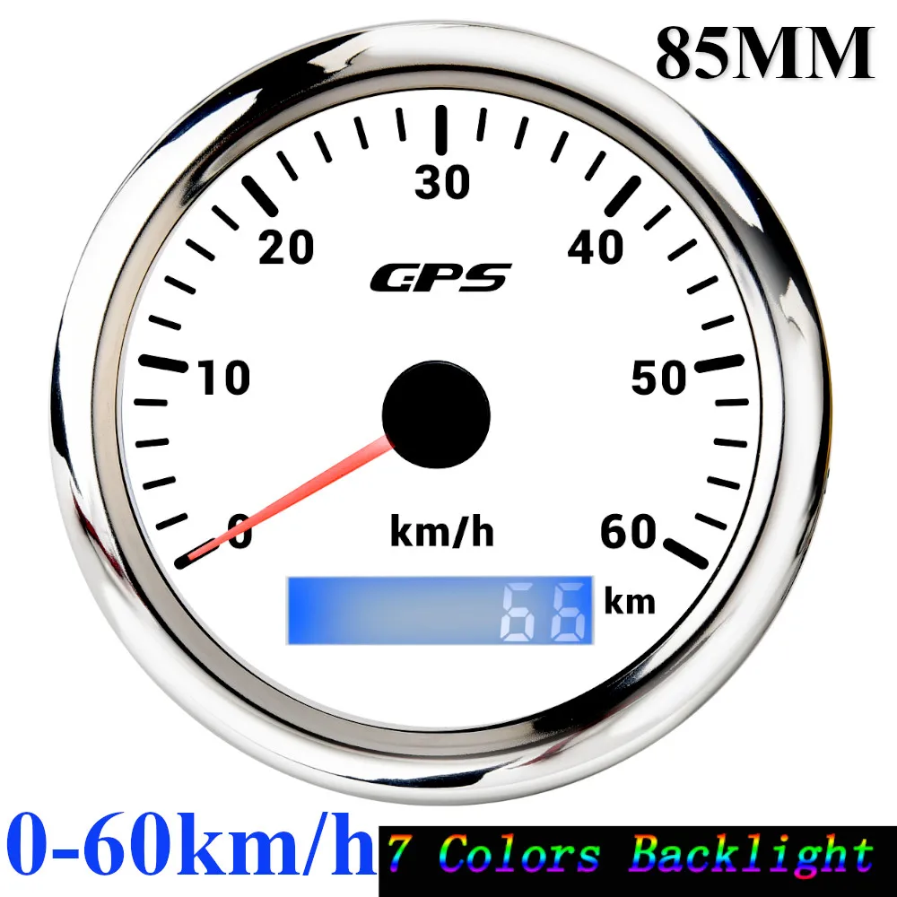 85mm GPS Speedometer Odometer Gauge 0-120MPH 160MPH 120KMH 200kmh with 7Colors Backlight For Car Boat Motorcycle Truck 12V/24V image 3