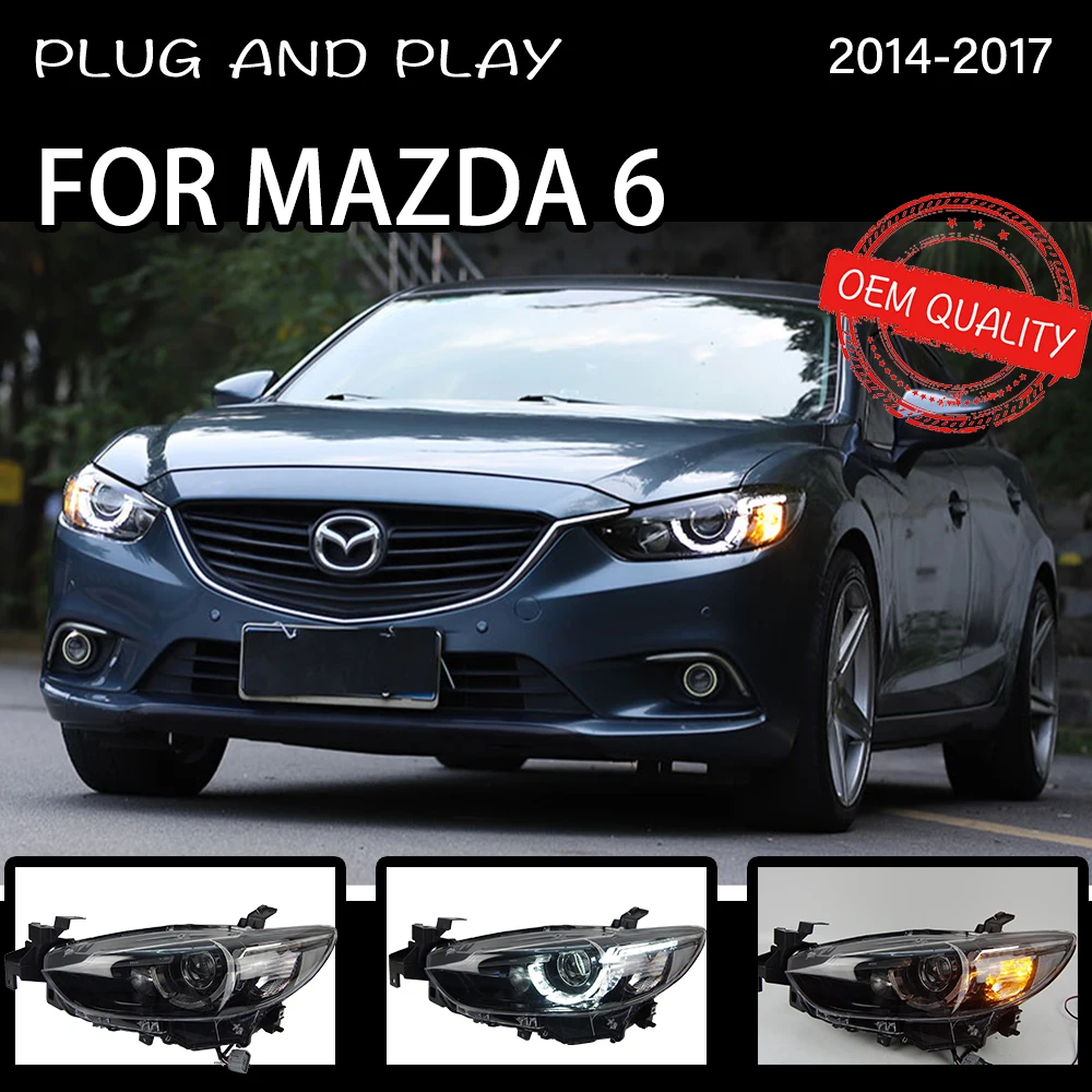 Head Lamp For Mazda 6 2013-2017 Headlights Fog Lights Daytime Running Lights DRL H7 LED Bi Xenon Bulb Atenza Car Accessories