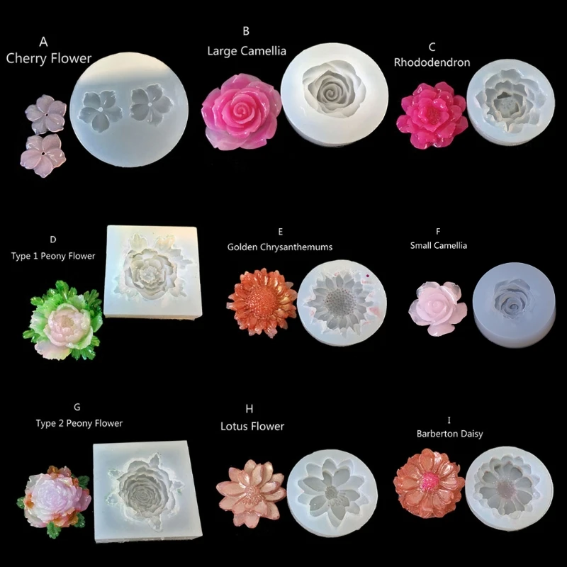 10 Styles 3D Flower Silicone Mold Resin Camellia Peony Daisy Lotus Flower Pendant Jewlery Making Tools Epoxy Resin Molds