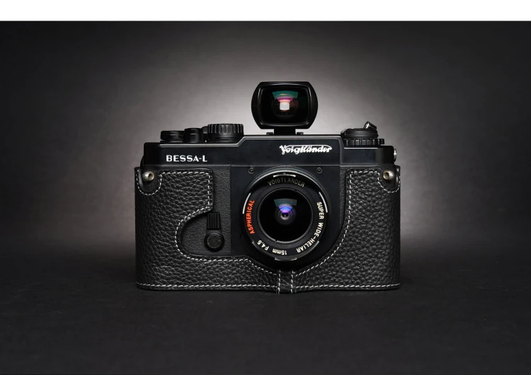 تصميم ل voigtusb2.0 بيسا R BESSA-L اليدوية جلد طبيعي كاميرا نصف غطاء