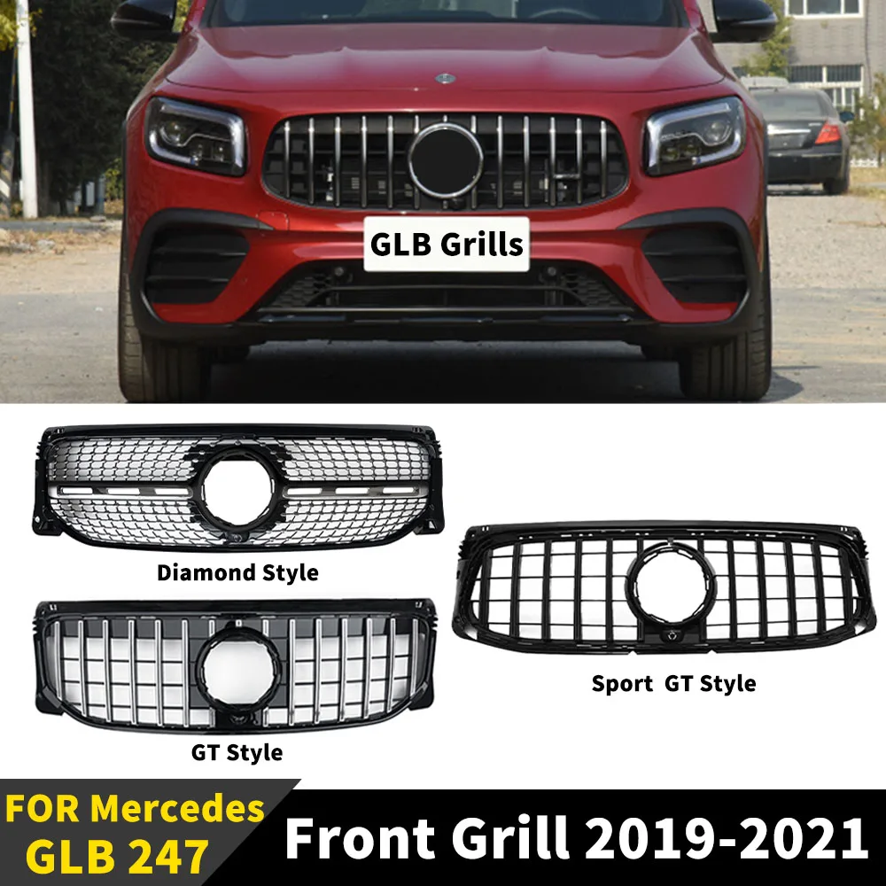 

Diamond GT R Style Front Bumper Grille Racing Inlet Grill For Mercedes Benz GLB X247 W247 2019 2020 2021 AMG Tuning Body Kit