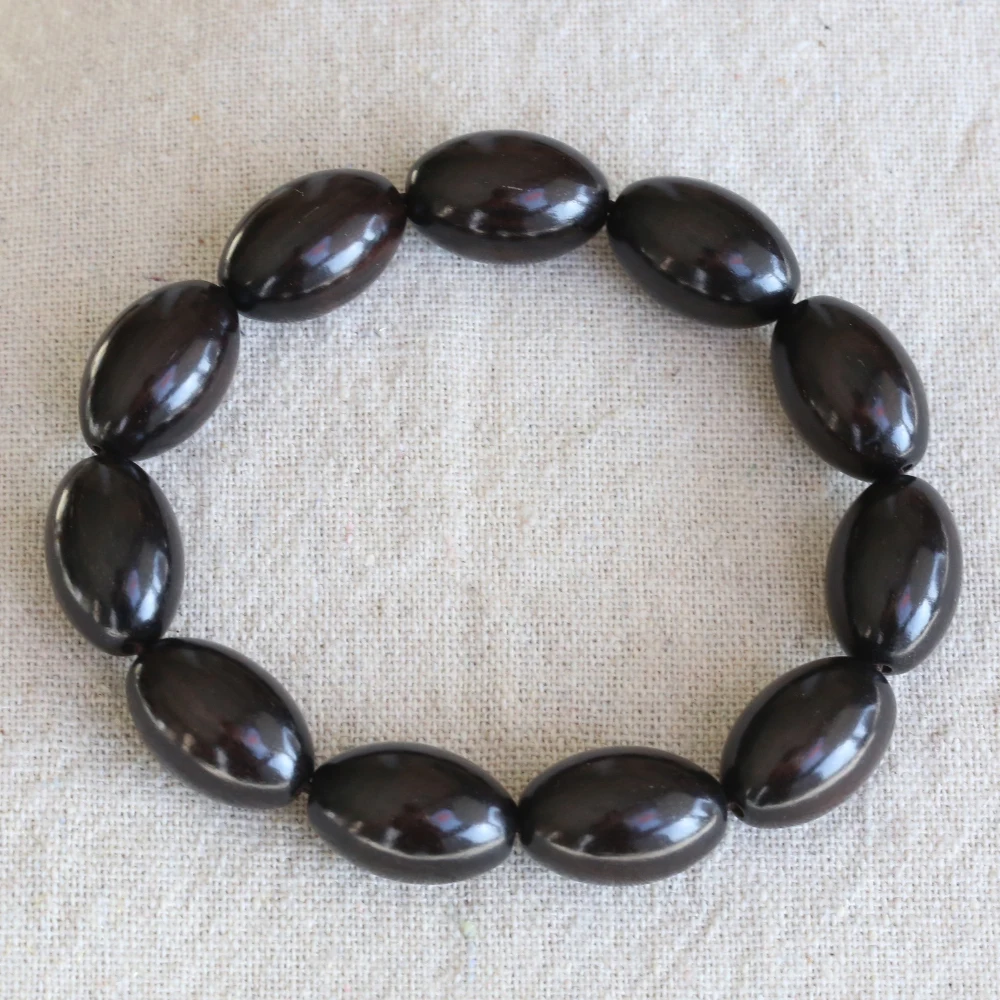 Natural wood bracelet Olive-shaped wooden beads logs black wood jewelry beaded lucky beads neutral bracelet