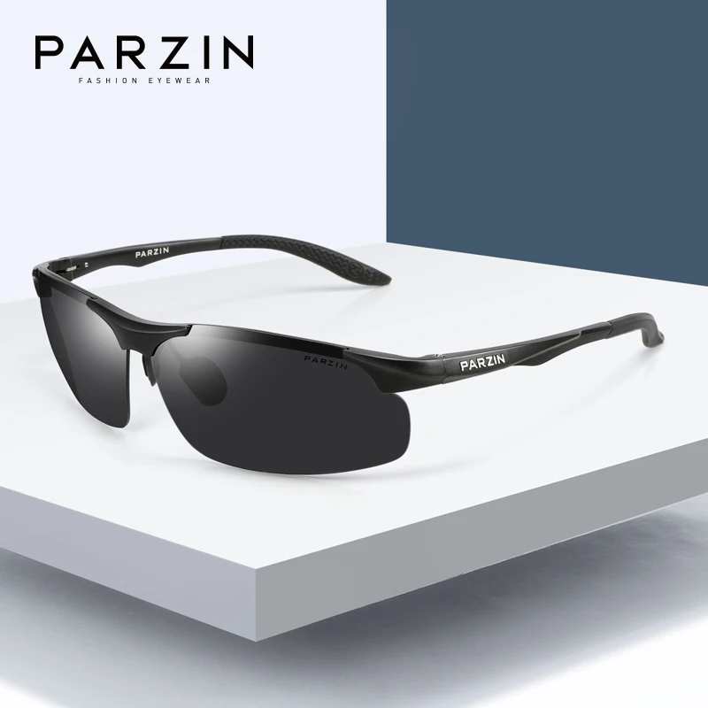 PARZIN Polarized Sunglasses for Men Driving Fishing Aluminum Magnesium Sun Glasses Anti-UV400 Spring Hinge Outdoor Gafas De Sol