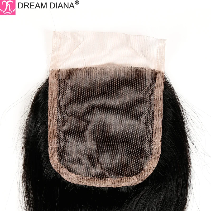 DreamDiana Remy Brazilian Kinky Straight Closure Ombre Curly 4 x 4 Lace Closure Hand Made 100% Human Hair Closure With Baby Hair