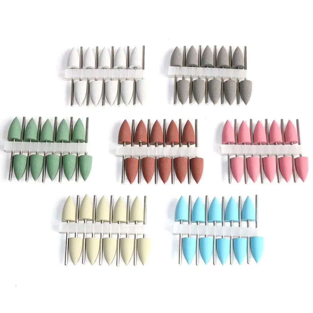 10pc/35pc 고무 실리콘 네일 드릴 밀링 커터 매니큐어 비트 유연한 폴리 셔 기계 전기 네일 파일 아트 도구