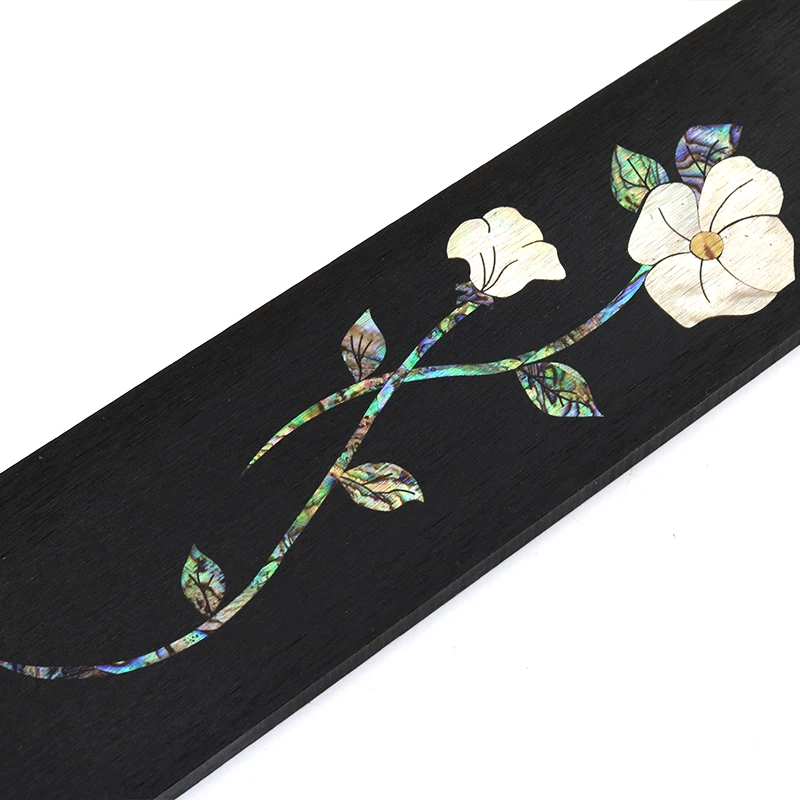 High Quality African Ebony Wood Flower Pattern Color Shell Mosaic Fingerboard Guitar Fingerboard Guitar Making Wood Material