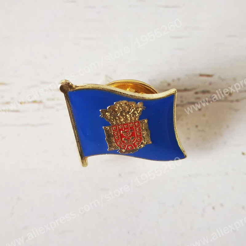 Melilla  Flag Lapel Pins Spain Provincial Nationalities Region Brooch Crystal Epoxy Metal Enamel Badge