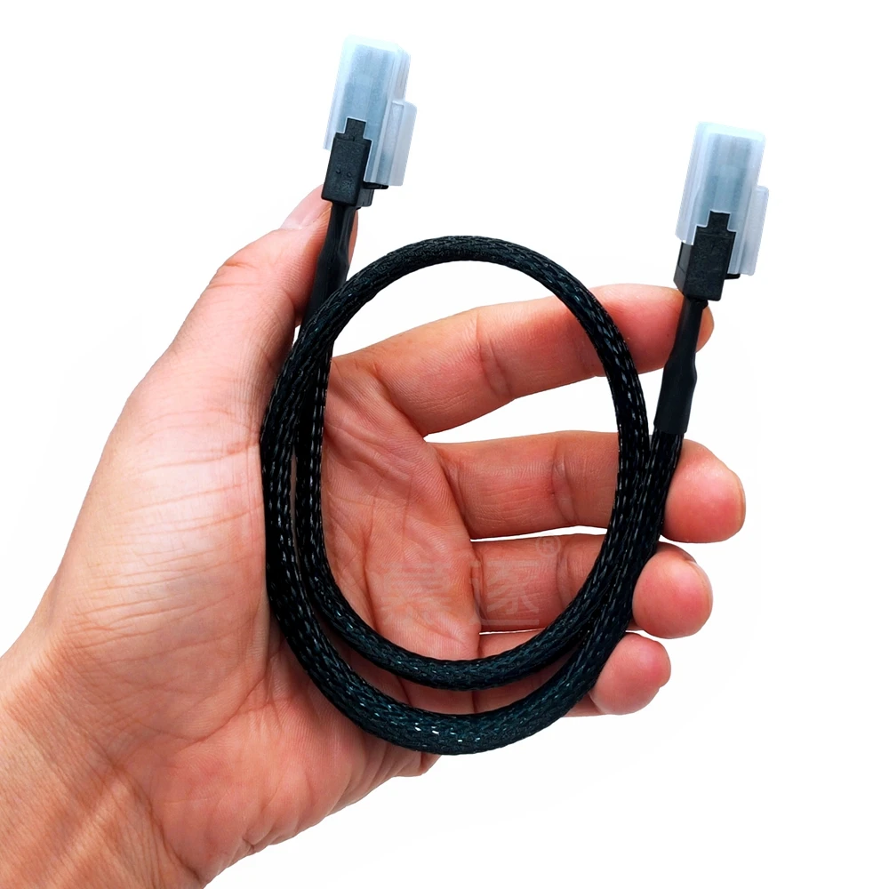 Cabo de transmissão de dados sas macho para mini sas, cabo de transmissão de dados do servidor hdd, trança de nylon, 1 peça, 0.5m e 1m