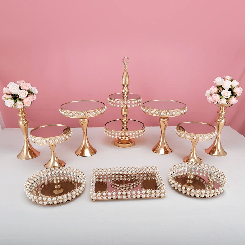 4 -13pcs  Gold peral  cake stand sets cupcake sweet table candy bar table decorating with peral ray