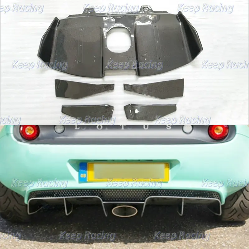 Car-styling CUP220 Style Carbon Fiber Rear Diffuser For Lotus Elise S3 Glossy Finish Bumper Splitter Fibre Under Panel Bodykit