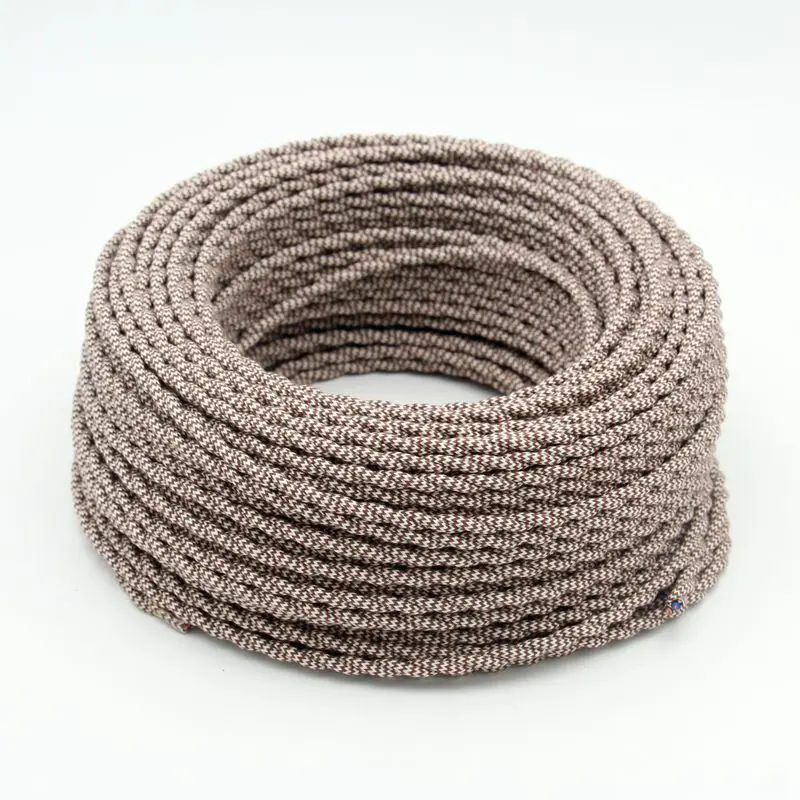 2 Core 0.75mm2 Vintage Twisted Cable Fabric Cloth Covered Lamp Cord Retro Pendant Light Electrical Wire