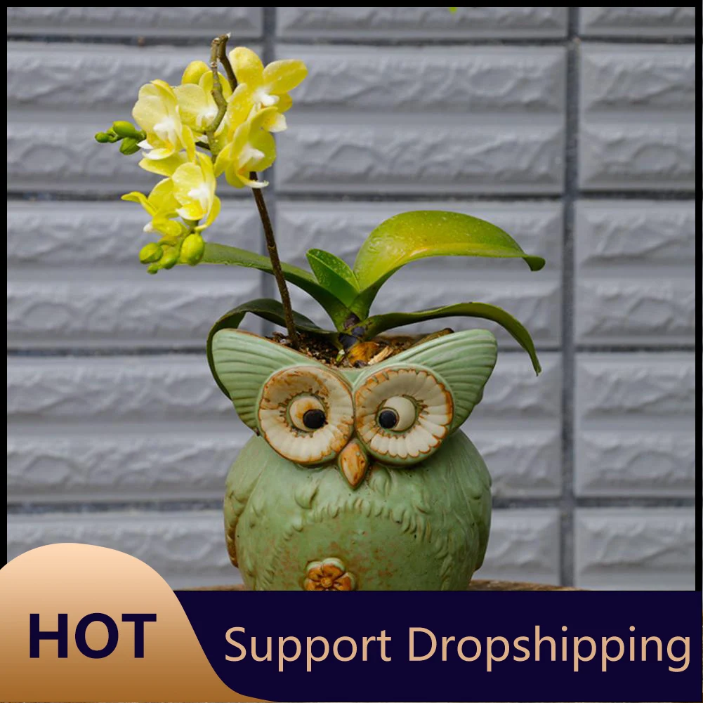 Owl Flower Pot Ceramic Cactus Succulent Plant Pot Nordic Vases Home Decor Cachepot For Flowers Garden Decoration (Style Random)