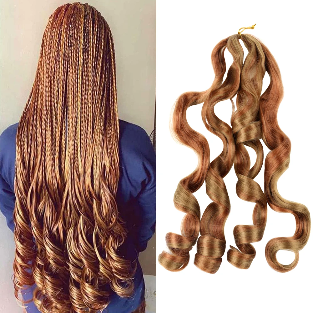 

Loose Wave Crochet Hair 22 Inch Spiral Curl Braids Ombre French Curl Synthetic Pre Stretched Braiding Hair Extensions