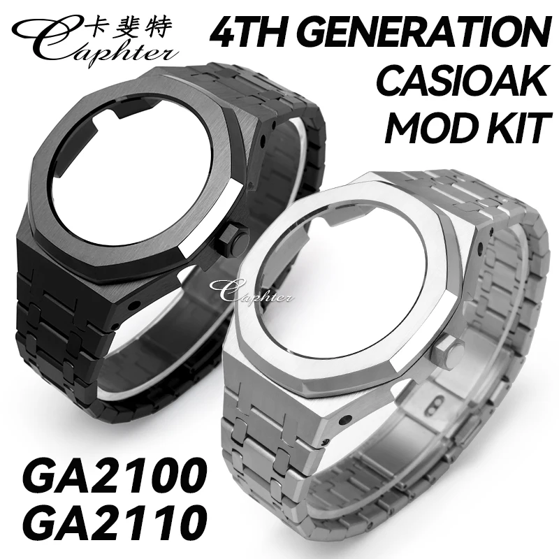 

Casioak MOD Kit Stainless Steel Watch Case Bezel Metal Watchband Strap Bracelet For Casio For G-SHOCK GA2100 GA-B2100 2110