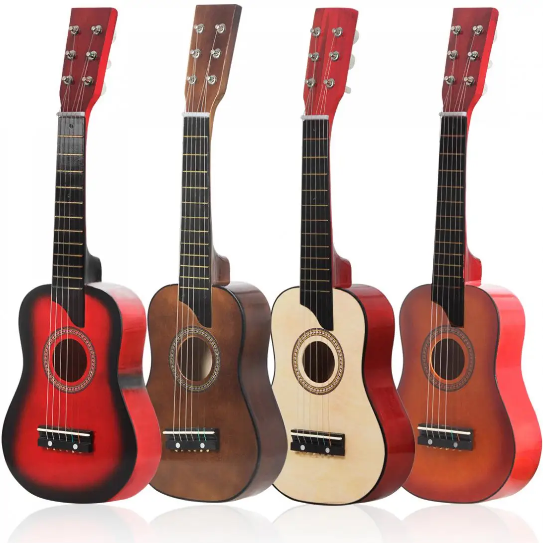 25 Inch Basswood Acoustic Guitar 12 Frets 6 Strings with Pick Strings Toy Guitar for Children and Beginner