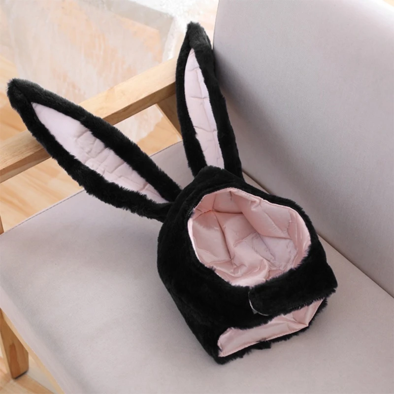 Funny Plush Bunny Ears Hood Hat Rabbit Eastern Cosplay Costume Headwear Props