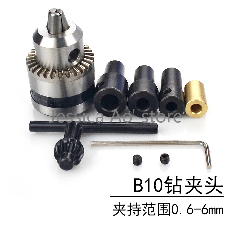 0.6-6mm B10 Chuck Electric Drill Chuck with Axle Sleeve 3.17-8mm Copper Steel Sleeve Conical Drill Clamps