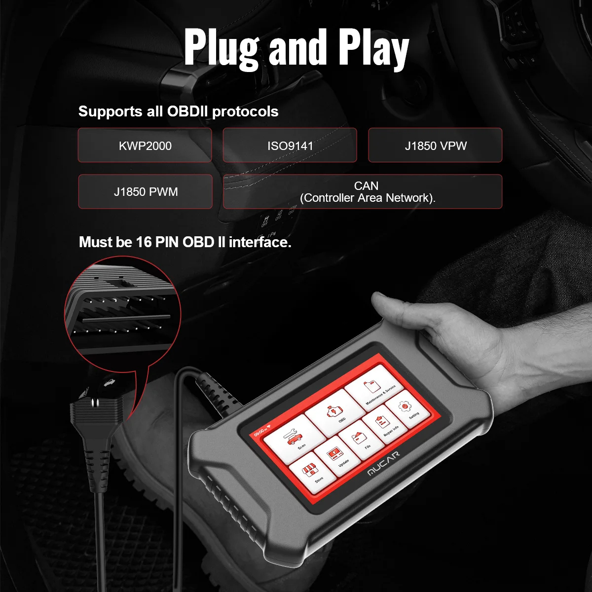 MUCAR CS90 Professional Auto Diagnosis Automotive Diagnostic Tool Car Obd2 Scanner 28 Reset Obd Scan Airbag SRS DPF TPMS