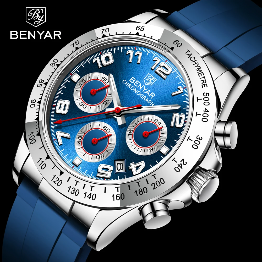 2023 New BENYAR Top Brand Men\'s Sports Quartz Watch Fashion Luxury Waterproof Chronograph Military Watch Relogio Masculino