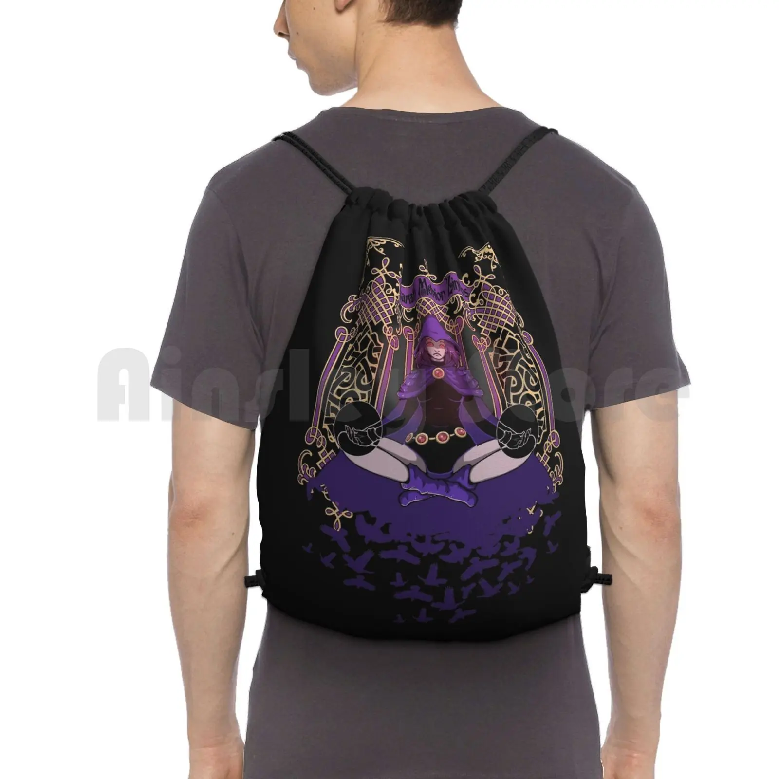 Raven Backpack Drawstring Bag Riding Climbing Gym Bag  Raven Raven Titans Netflix Raven Girl Demon Girl Raven Dark Magic