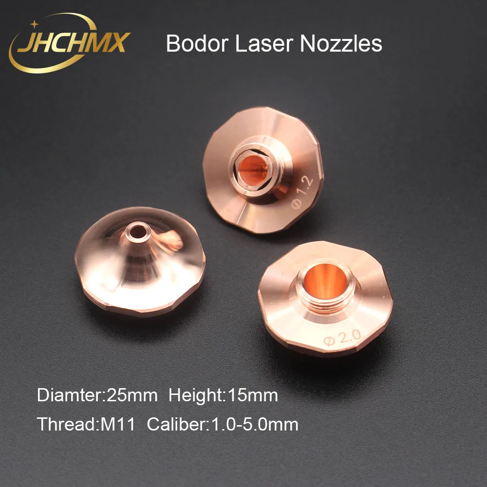 JHCHMX 10pcs/lot Bodor Small Laser Nozzles Single/Double Layer Dia.25mm M11 Caliber 1.0-5.0mm For Bodor Fiber Laser Machine