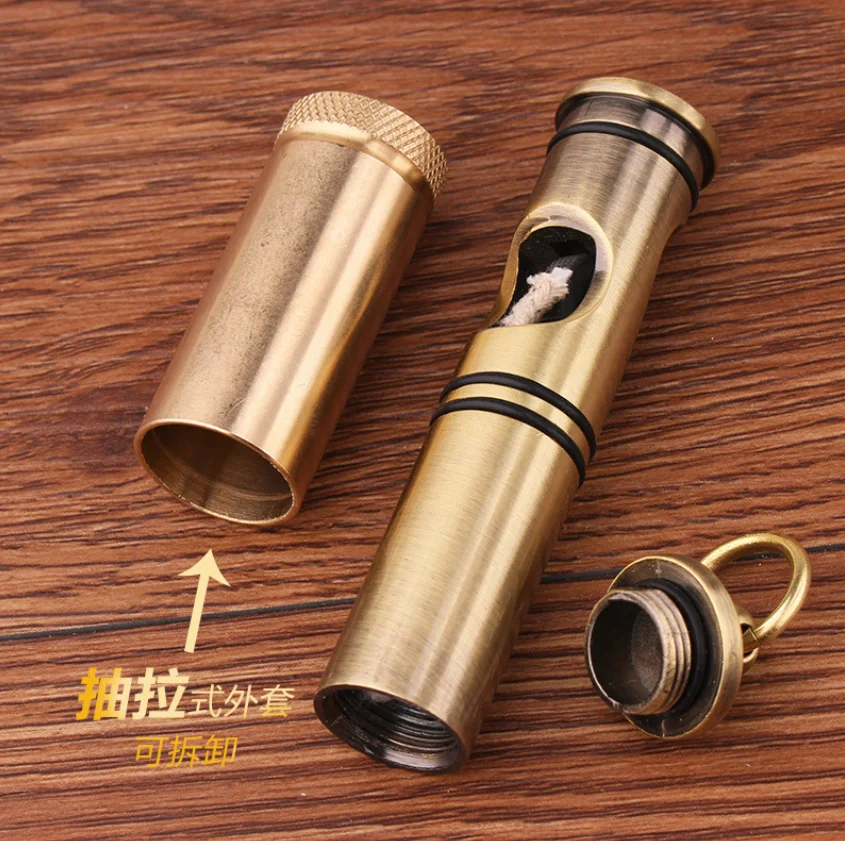 DOLPHIN cylindrical Creative Retro Pure Brass cylinder Trench kerosene Lighter Funny Novelty Gadget key ring