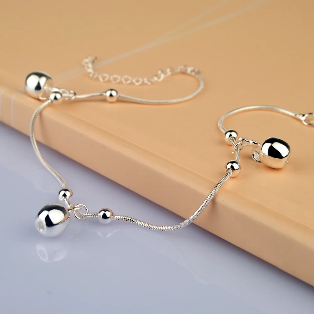 Women's 925 Sterling Silver Apple Anklet Fashionable Simple Design for Beach Vacation Cute Foot Bracelet Daily Travel Jewelry
