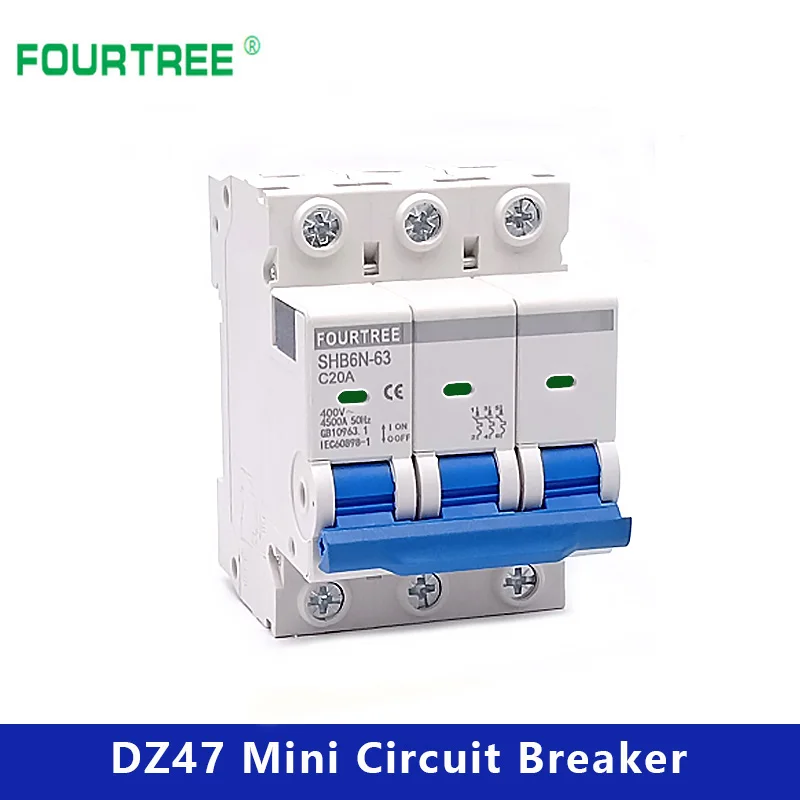 3 Pole Din Rail Mini Circuit Breaker Household Air Switch Distribution Box Mechanical Equipment Motor Protection Laser Printing