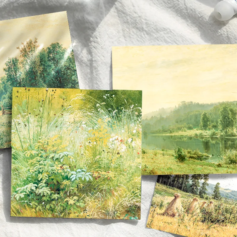 50 Sheets/Set Ivan I. Shishkin Art Painting Series Memo Pads Sticky Notes Creative DIY Journal Decoration Gift Stationery