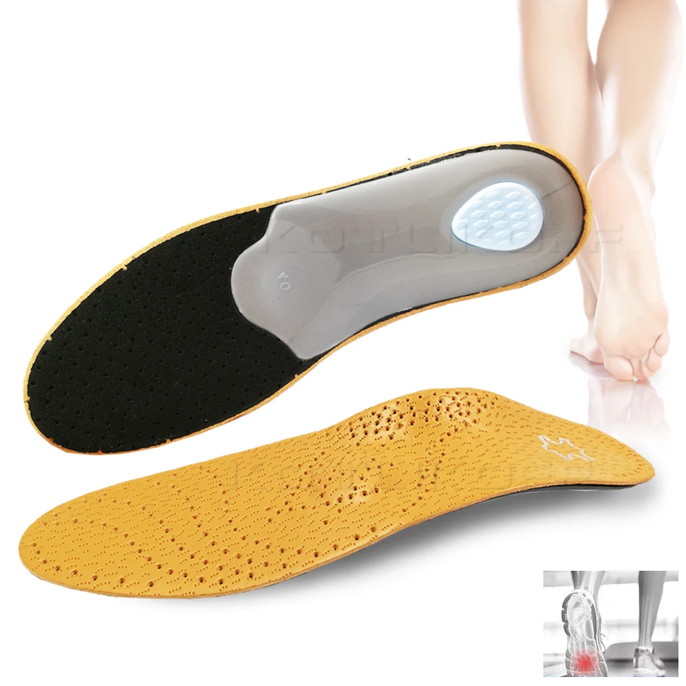 Leather Orthopedic Insoles For Shoes Flatfoot Arch Support Orthopedic Pad Massage Cushion Deodorization Shoe Pad Set For Care