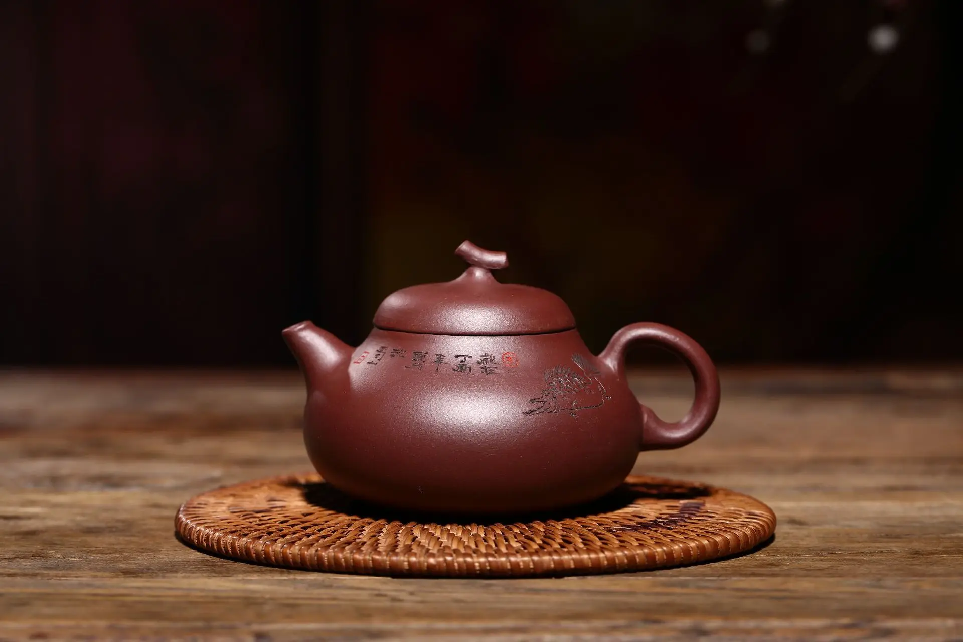 

Yixing purple clay teapot Zhou Ting hand made raw material purple clay eggplant pot household tea set teapot