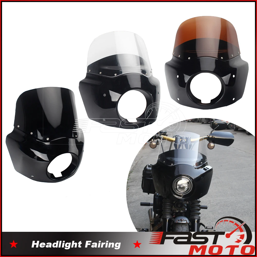 11'' Windshield Motorcycle Front Headlight Fairing W/ Mounting  Headlamp Block Kit For Harley Dyna Wide Glide FXDWG FXDWGI 06-17