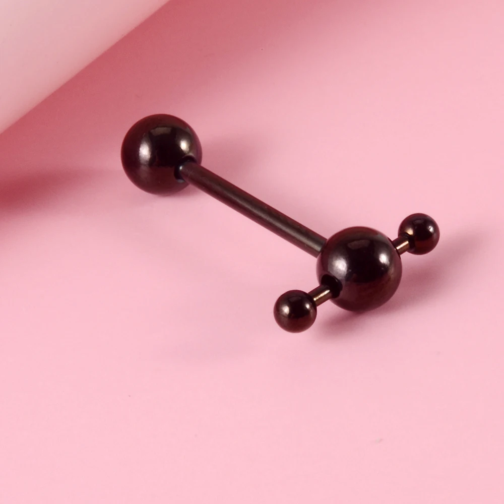 1PC Stainless Steel Tongue Rings Removable Ball Tongue Barbell 16mm Slave Ring Piercing Barbell Forbidden Piercing Body Jewelry