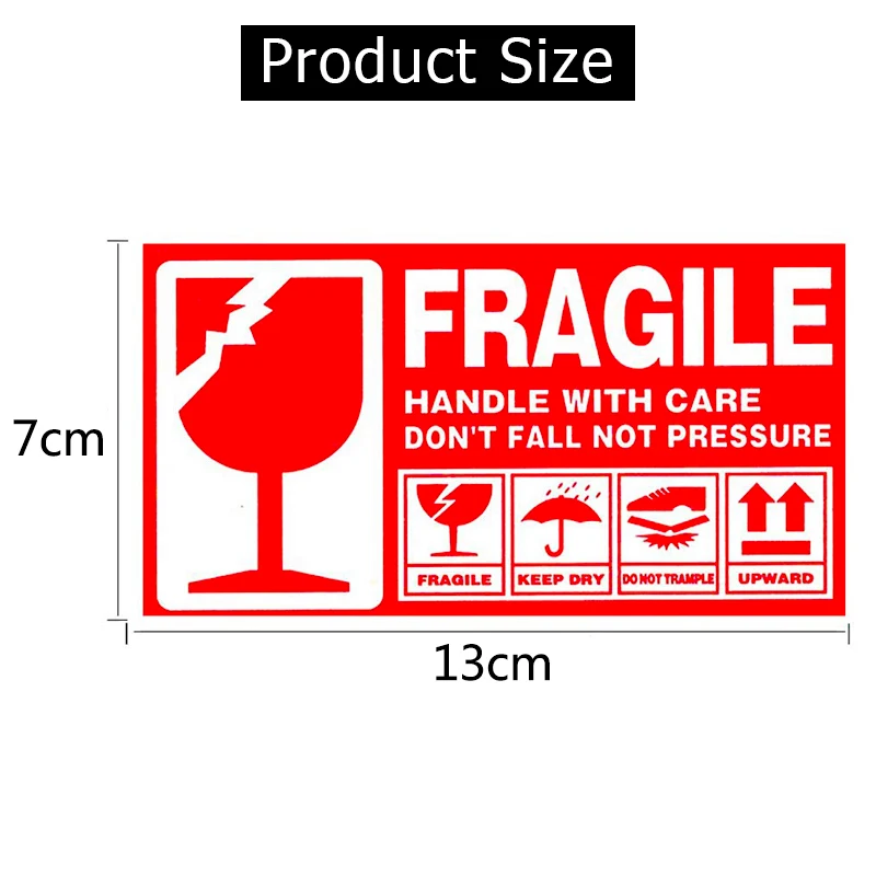 300 pieces/roll Fragile Shipping Mailing Handle With Care Stickers DON'T FALL NOT PRESSURE Warning Sticker Label Red 130x70mm