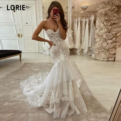 LORIE 2024 New Mermaid Wedding Dresses Lace Appliques Wedding Gowns Sweetheart Princess Party Turkey Vintage Bride Bridal Gowns