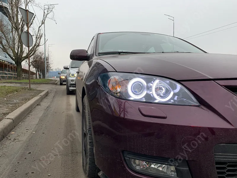 Switchback LED Angel Eye Ring DRL Kit For Mazda 3 Mazda3 2004-2008 Accesorries Brightest Durable Warranty SMD Cotton Light