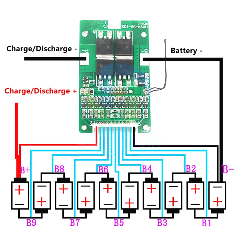 36V 42V 10S bms 20A 3.7v bateria Lipo płyta ochronna z czujnikiem temperatury