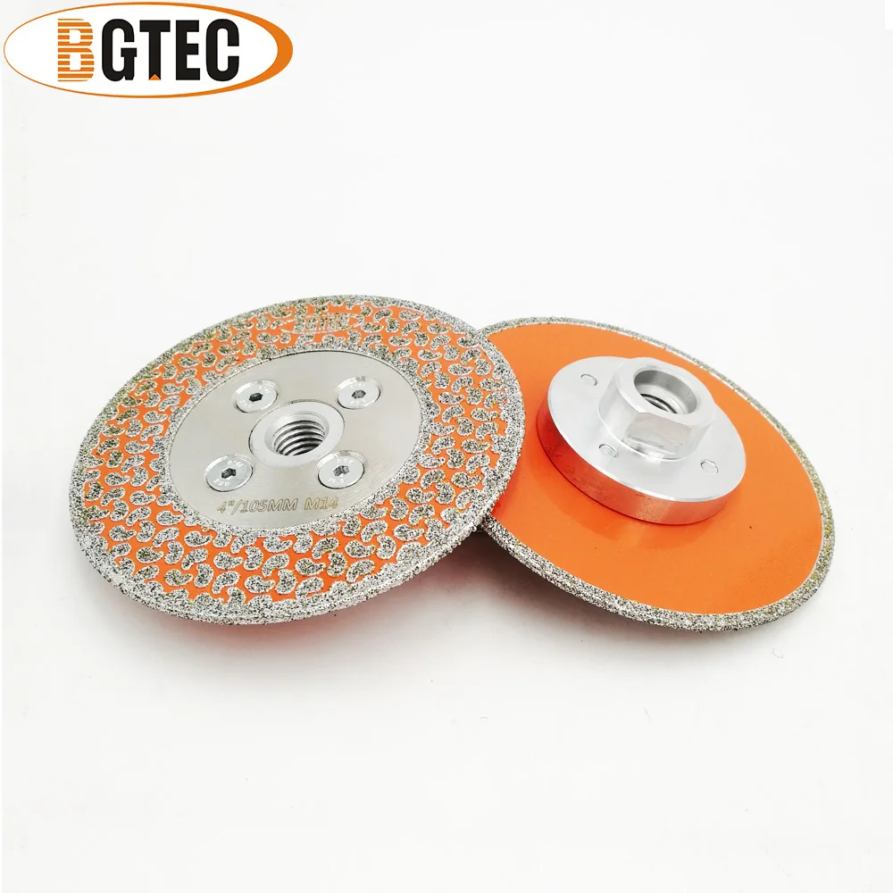 BGTEC-전기 도금 다이아몬드 절단 및 연삭 디스크 M14 플랜지 105mm 화강암 대리석 단면 코팅 다이아몬드 톱날, 2 개