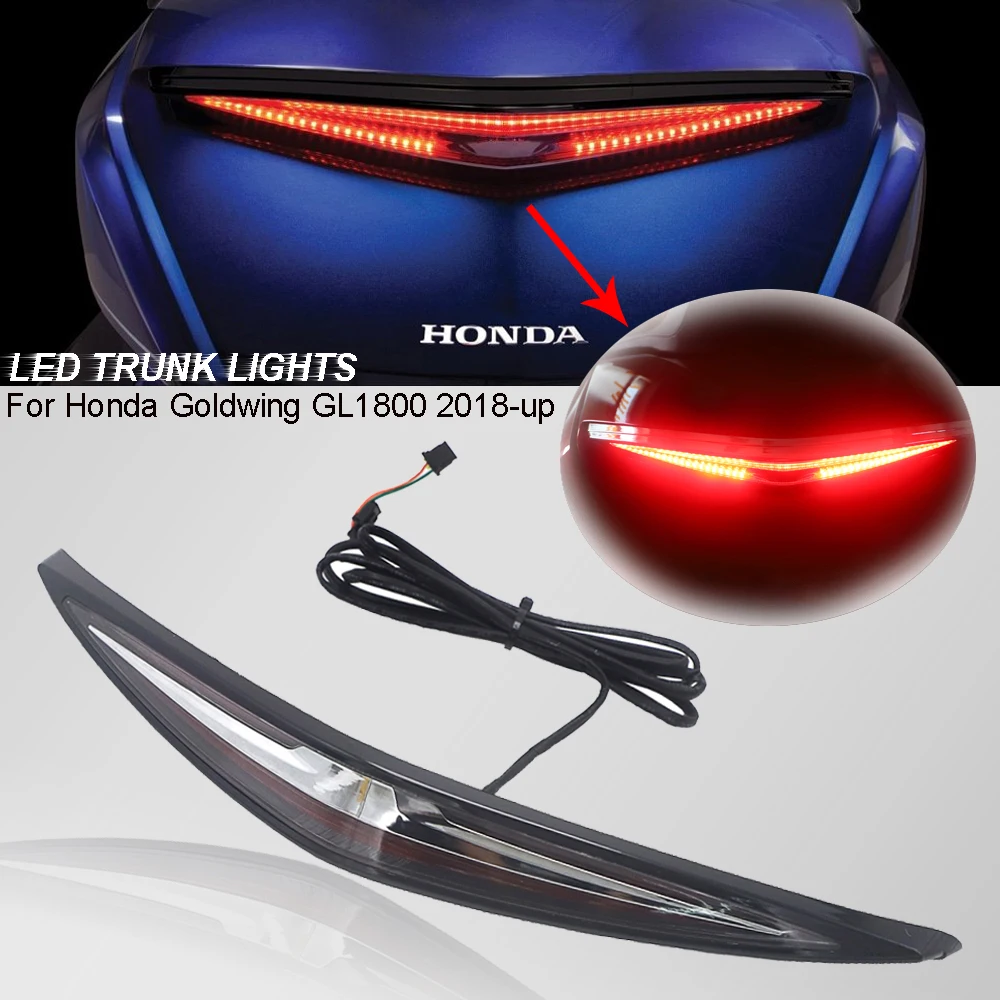 

Chrome And BLACK Motorcycle Rear Trunk Turn Signal LED Brake Light For Honda Goldwing GL1800 2019 2018-2020