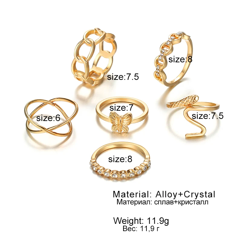 ZOVOLI  Trendy Bohemian Geometric Midi Knuckle Ring Set For Women Gold Color Snake Finger Opening Rings Jewelry Accessories 2021