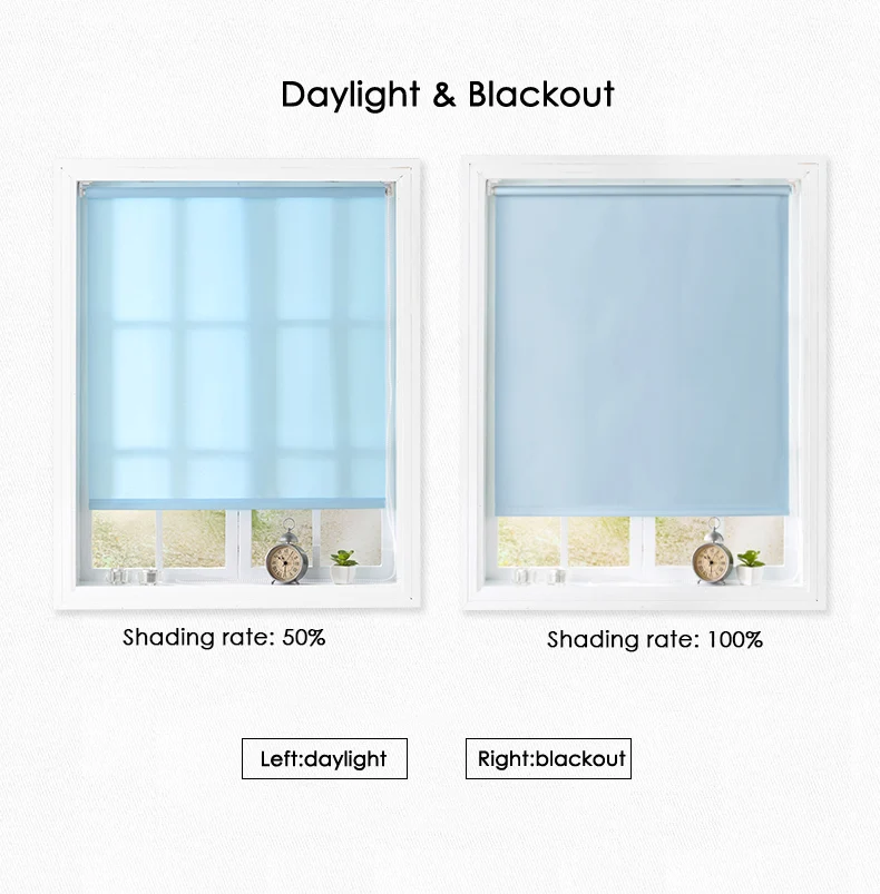 SUNFREE Drilling System Roller Blinds Light transmission and blackout high quality curtains for bedroom kitchen custom size