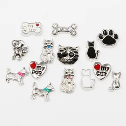 20pcs/lot Dogs And Cats Bones Horseshoes Enamels Pet Animals Floating Charms For Glass Lockets Memory Pendant Jewelry