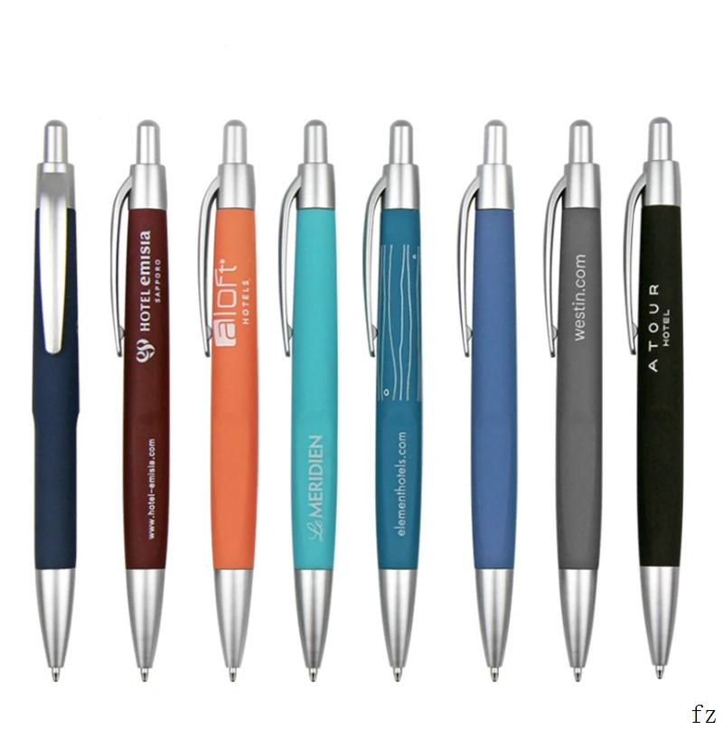 200 Pcs Customized Logo Plastic Ballpoint Pens Promotional Click Retractable Ball Pen 1 Color 1 Position Logo Printing