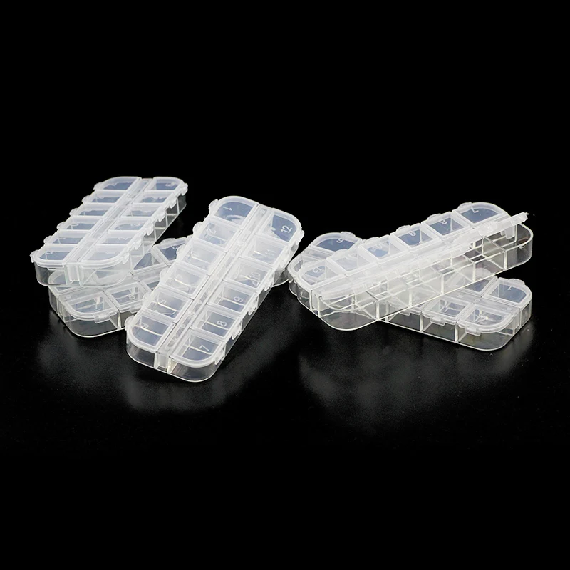 13x5cm Plastic Rectangle 12 Grid Compartment Storage Box Earring Ring Jewelry Beads Pill Case Container Display DIY Accessories